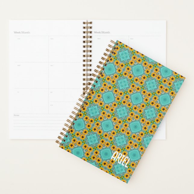Personalized Abstract Retro Yellow Pattern  Planner (Display)