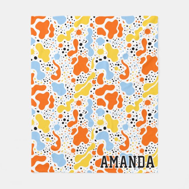 Personalized Abstract Spot Splatter Fleece Blanket (Front)