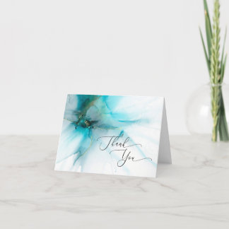 Personalized Abstract Teal Thank You Card