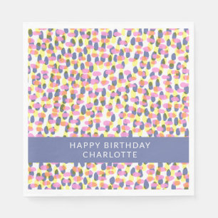 Personalized Abstract Watercolor Dots Birthday Napkin