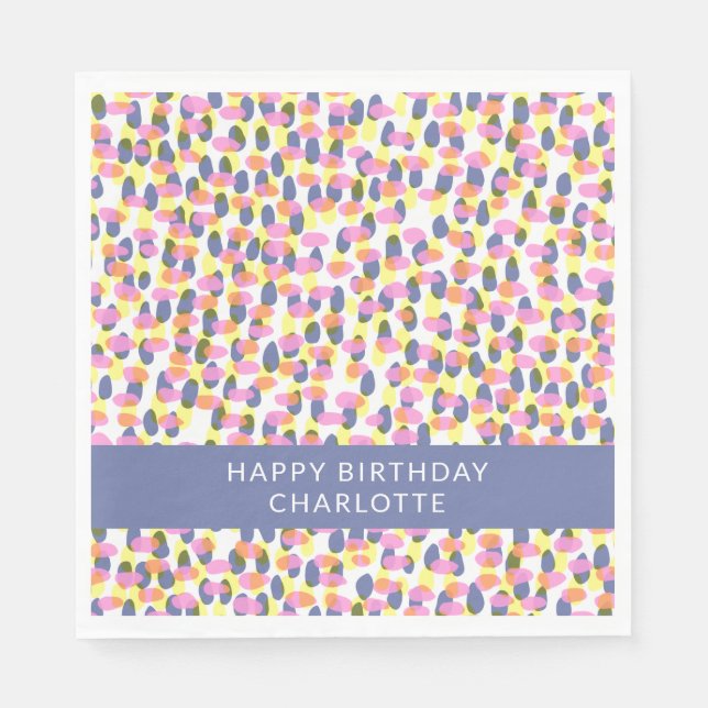 Personalized Abstract Watercolor Dots Birthday Napkin (Front)