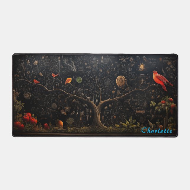 Personalized Abstract Wood Panel Desk Mat (Front)