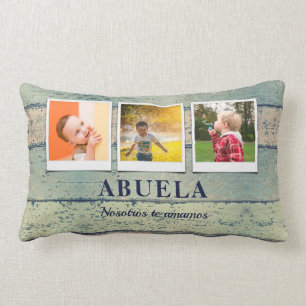 Personalized Abuela Grandchildren 3 Photo Collage Lumbar Pillow