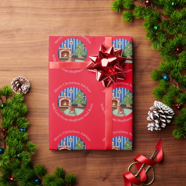 Personalized Abyssinian Kitty Cat Wrapping Paper (Holiday Gift)