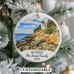 Personalized Acadia National Park, Custom Maine Ceramic Ornament