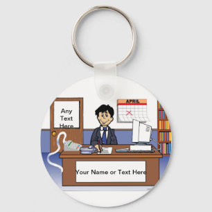 Personalized Accountant, Bookkeeper - Male Cartoon Keychain