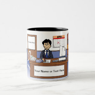 Personalized Accountant, Bookkeeper - Male Cartoon Two-Tone Coffee Mug