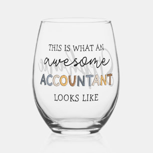 Personalized Accountant Funny Awesome Accountant Stemless Wine Glass