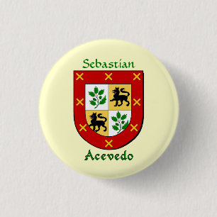 Personalized Acevedo Historical Shield 1 Inch Round Button