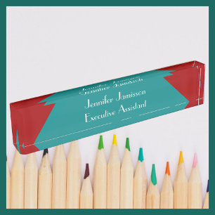 Personalized Acrylic Desk Nameplate, Turquoise Nameplate