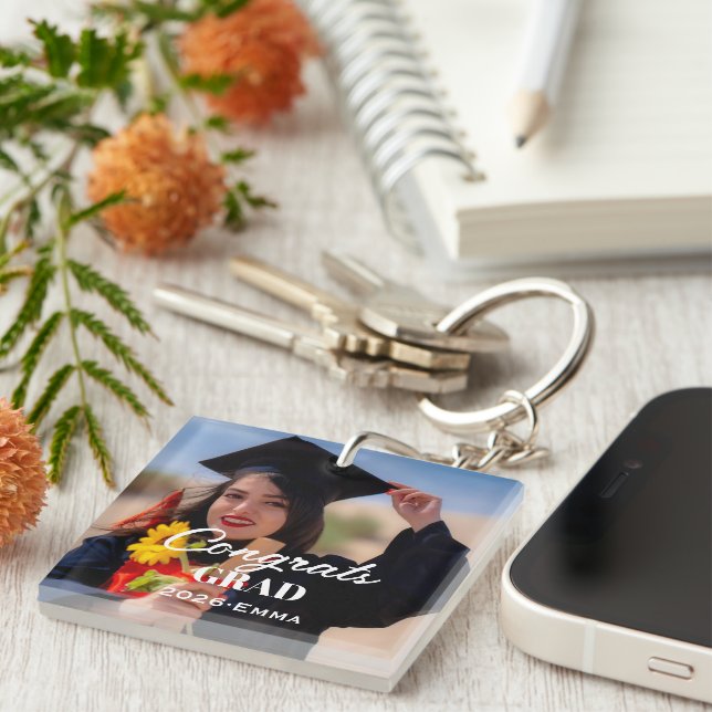 Personalized Acrylic Graduation Photo Keychain (Front Right)
