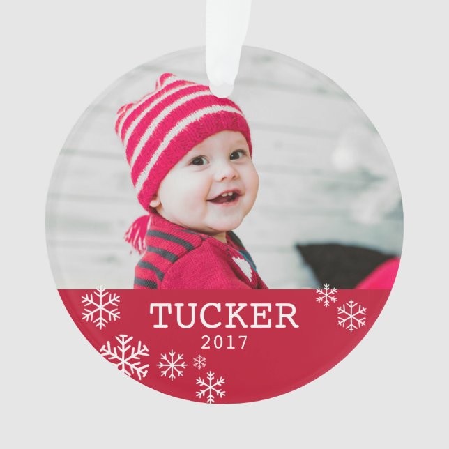Personalized Acrylic Snowflake Photo Ornament (Front)