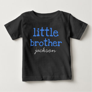 Personalized Add a Name Blue Text Little Brother Baby T-Shirt