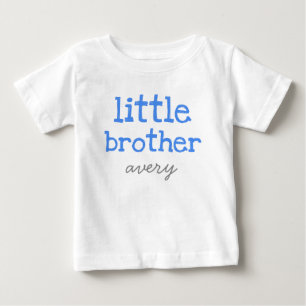 Personalized Add a Name Blue Text Little Brother Baby T-Shirt