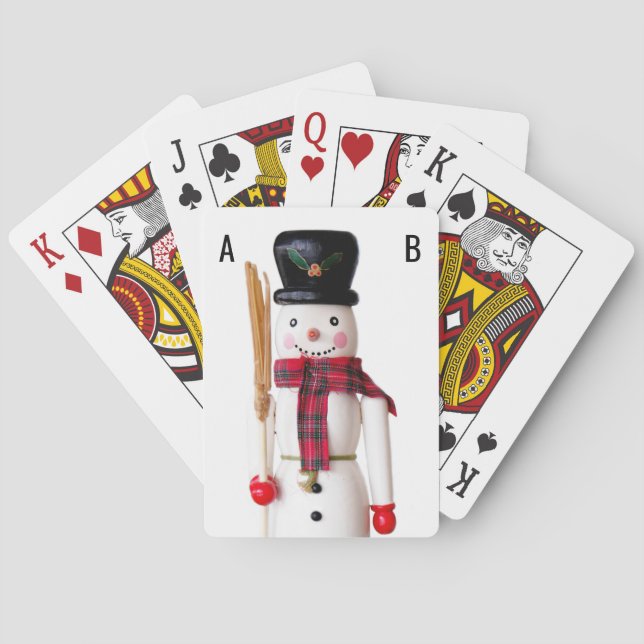 Personalized (Add Initials) Snowman Nutcracker Playing Cards (Back)