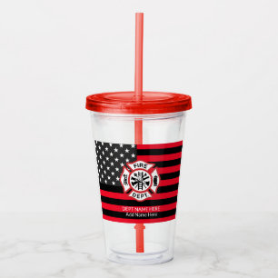 Personalized Add Name Fire Department Acrylic Tumbler