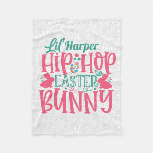 Personalized ADD NAME Lil Hip Hop Easter Bunny Fleece Blanket