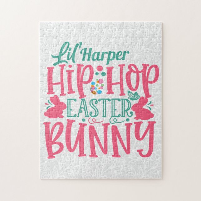 Personalized ADD NAME Lil Hip Hop Easter Bunny Jigsaw Puzzle (Vertical)