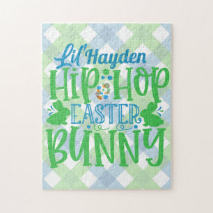 Personalized ADD NAME Lil Hip Hop Easter Bunny Jigsaw Puzzle