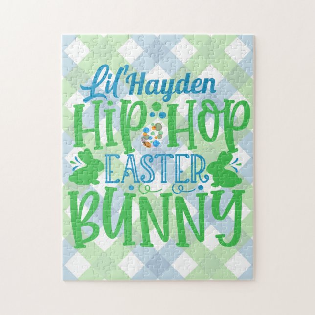 Personalized ADD NAME Lil Hip Hop Easter Bunny Jigsaw Puzzle (Vertical)