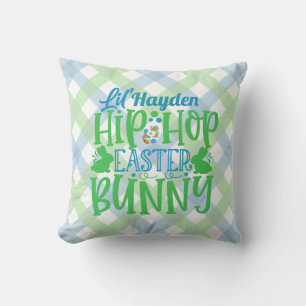 Personalized ADD NAME Lil Hip Hop Easter Bunny Throw Pillow