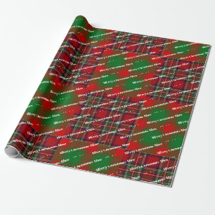 Personalized Add Name Merry Christmas Pattern Wrapping Paper