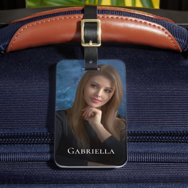 Personalized Add Name Photo Modern Luggage Tag (Front Insitu 2)
