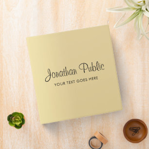 Personalized Add Name Script Text Here Gold Color Binder