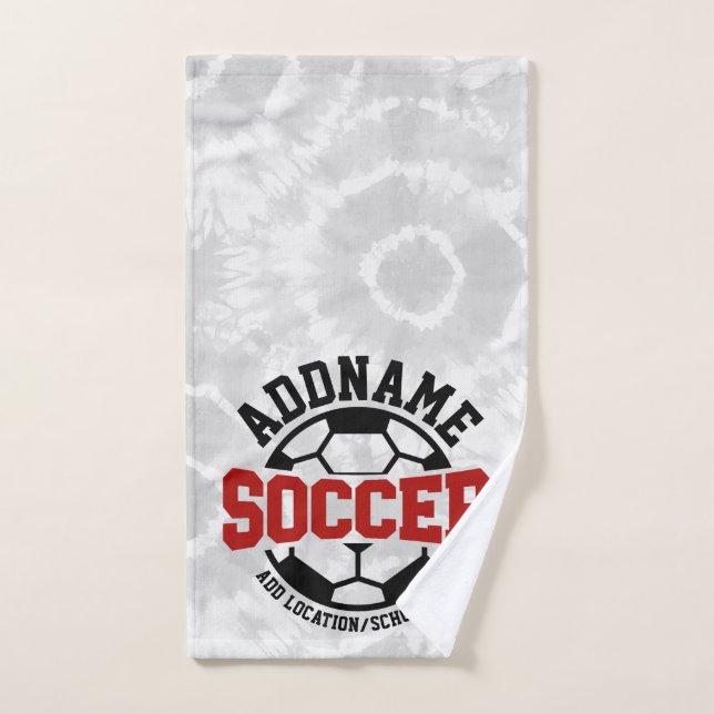 Personalized ADD NAME Soccer Player Team Tie-Dye Bath Towel Set (Hand Towel)