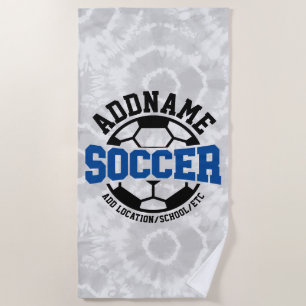 Personalized ADD NAME Soccer Player Team Tie-Dye Beach Towel