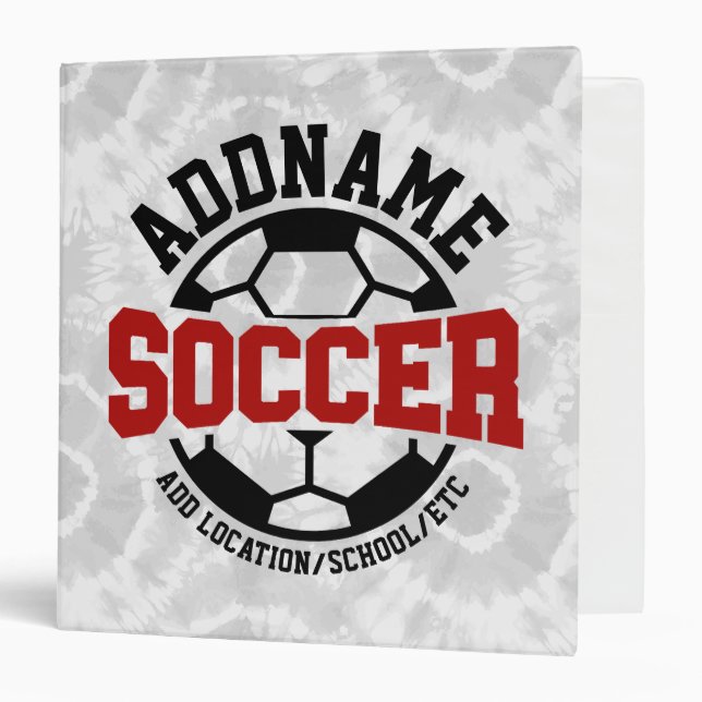 Personalized ADD NAME Soccer Player Team Tie-Dye Binder (Front/Inside)