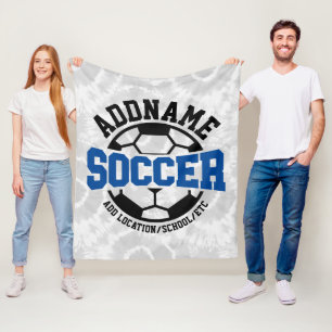 Personalized ADD NAME Soccer Player Team Tie-Dye Fleece Blanket