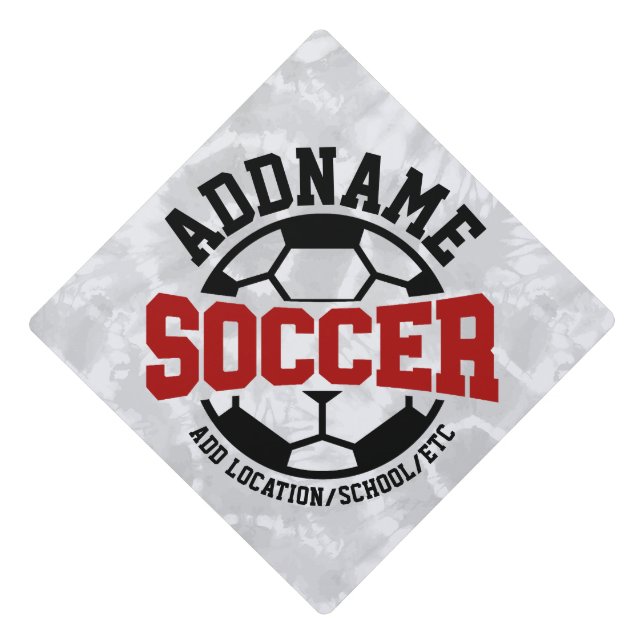 Personalized ADD NAME Soccer Player Team Tie-Dye Graduation Cap Topper (Front)