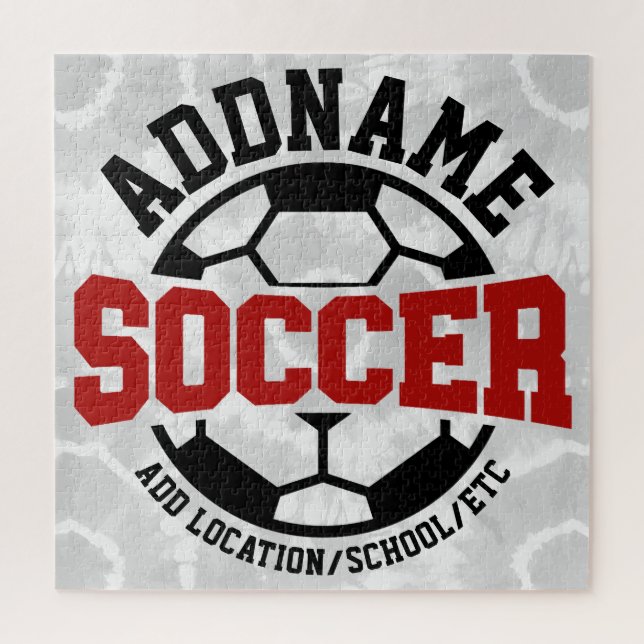 Personalized ADD NAME Soccer Player Team Tie-Dye Jigsaw Puzzle (Vertical)