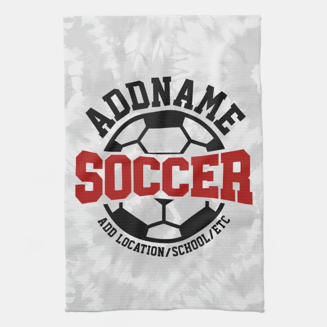 Personalized ADD NAME Soccer Player Team Tie-Dye Kitchen Towel (Vertical)
