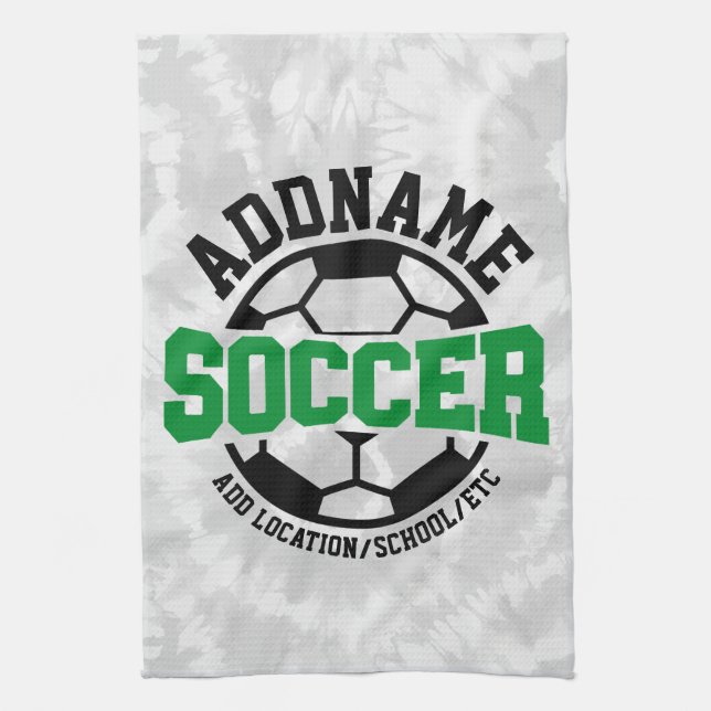 Personalized ADD NAME Soccer Player Team Tie-Dye Kitchen Towel (Vertical)