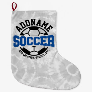 Personalized ADD NAME Soccer Player Team Tie-Dye Large Christmas Stocking