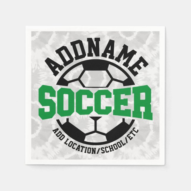 Personalized ADD NAME Soccer Player Team Tie-Dye Napkin (Front)