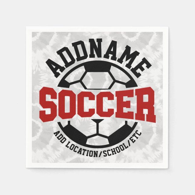 Personalized ADD NAME Soccer Player Team Tie-Dye Napkin (Front)