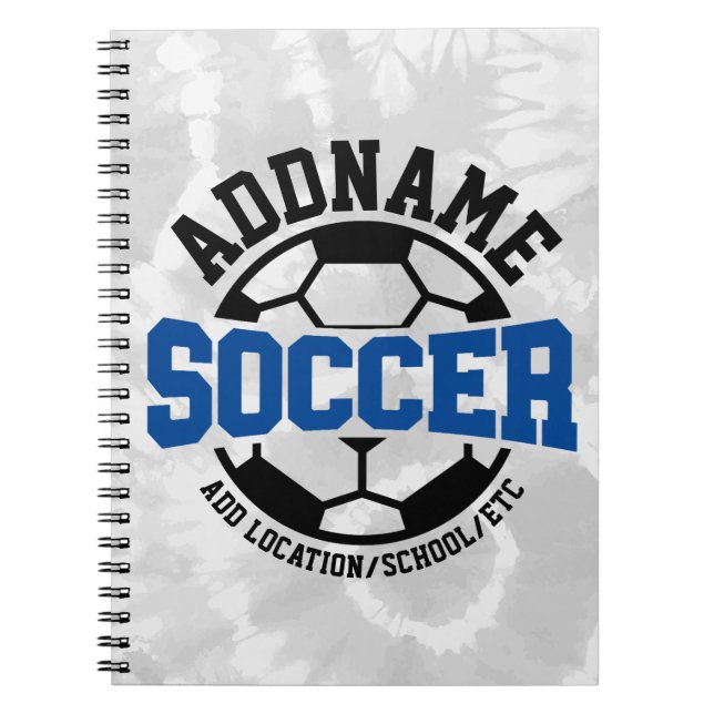 Personalized ADD NAME Soccer Player Team Tie-Dye Notebook (Front)