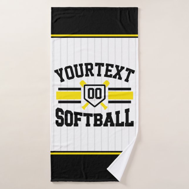 Personalized ADD NAME Softball Player Varsity Team Bath Towel Set (Bath Towel)