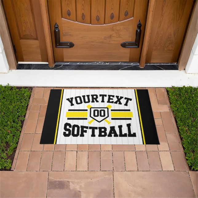 Personalized ADD NAME Softball Player Varsity Team Doormat (Outdoor)