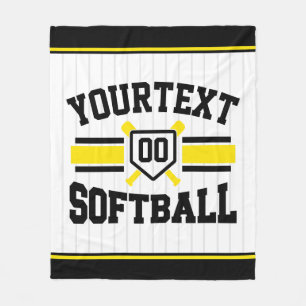 Personalized ADD NAME Softball Player Varsity Team Fleece Blanket