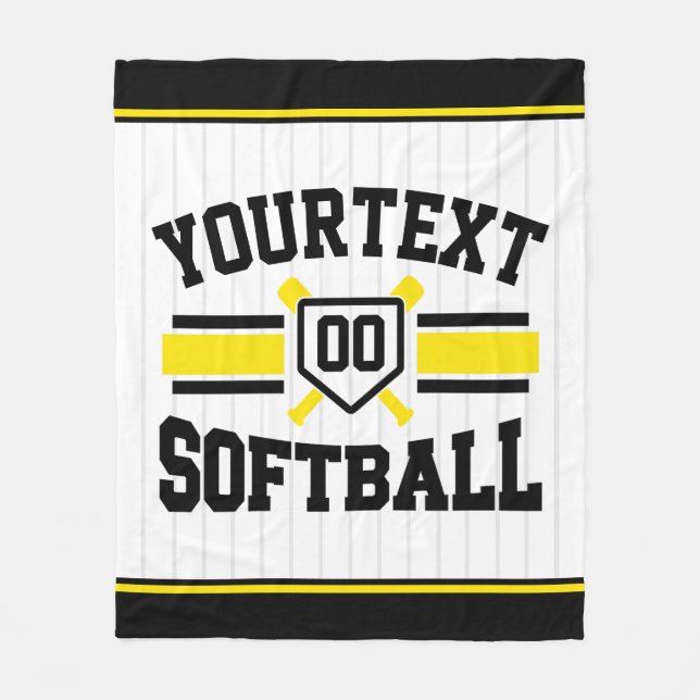 Personalized ADD NAME Softball Player Varsity Team Fleece Blanket (Front)