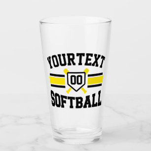 Personalized ADD NAME Softball Player Varsity Team Glass
