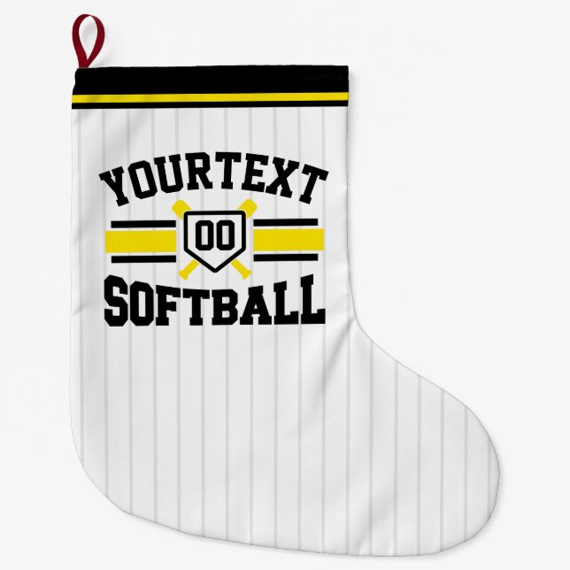 Personalized ADD NAME Softball Player Varsity Team Large Christmas Stocking (Front)