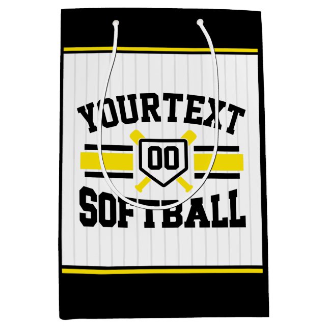 Personalized ADD NAME Softball Player Varsity Team Medium Gift Bag (Front)