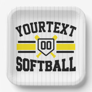 Personalized ADD NAME Softball Player Varsity Team Paper Plate
