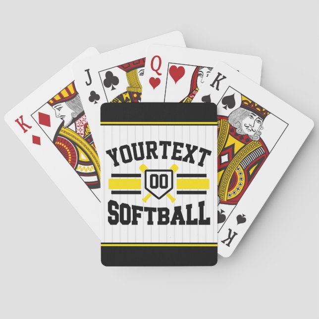 Personalized ADD NAME Softball Player Varsity Team Playing Cards (Back)