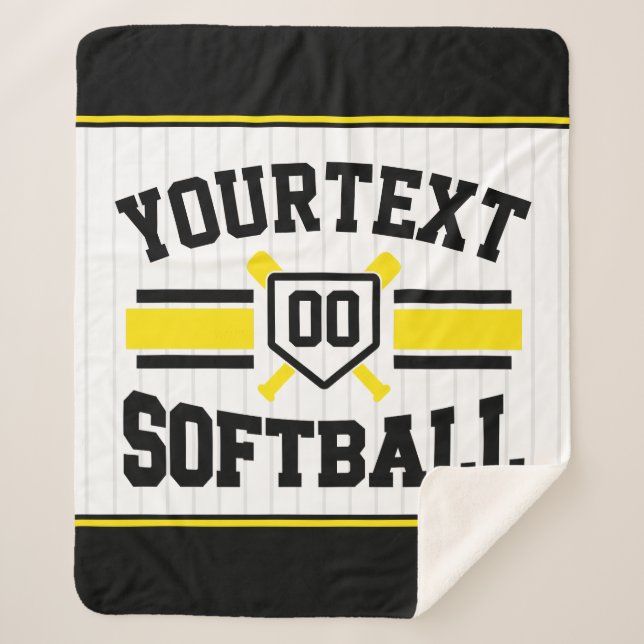 Personalized ADD NAME Softball Player Varsity Team Sherpa Blanket (Front)